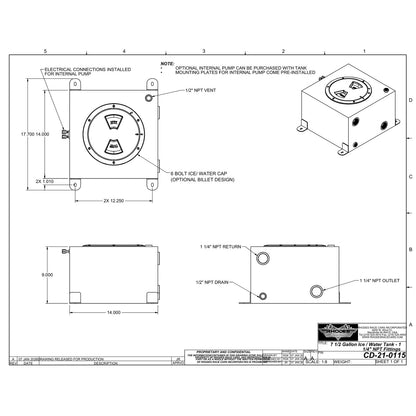 7 1/2 Gallon Ice / Water Tank - W/ Rule 3700 Pump